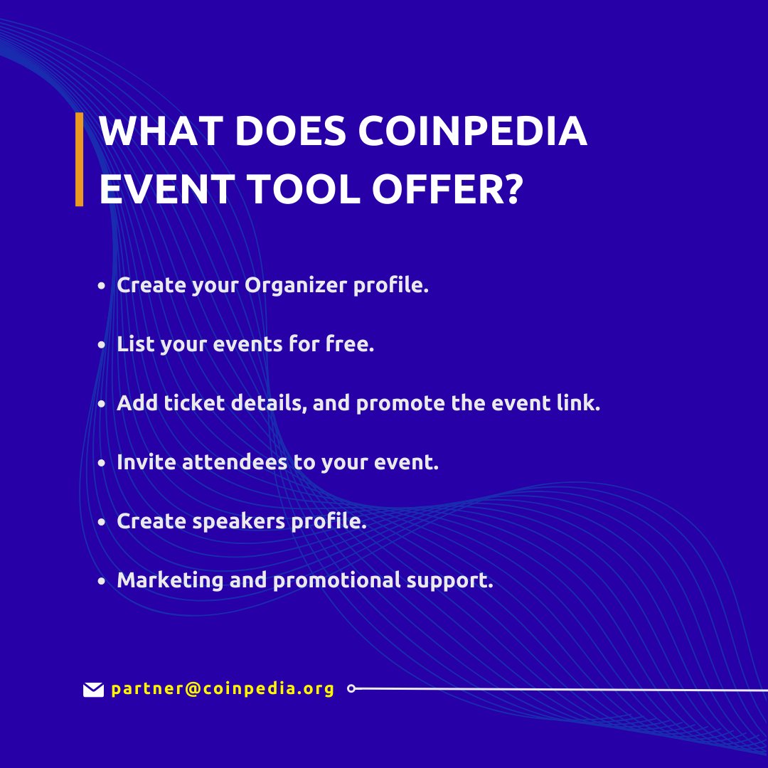 CoinpediaEvents's tweet photo. Easily create and manage your events on our tool.
Get started today for free by listing and creating your event on Coinpedia.
Learn more: https://t.co/RRmHZ0AQOp
#coinpediaevents #eventtool https://t.co/oxd0ycWdKR