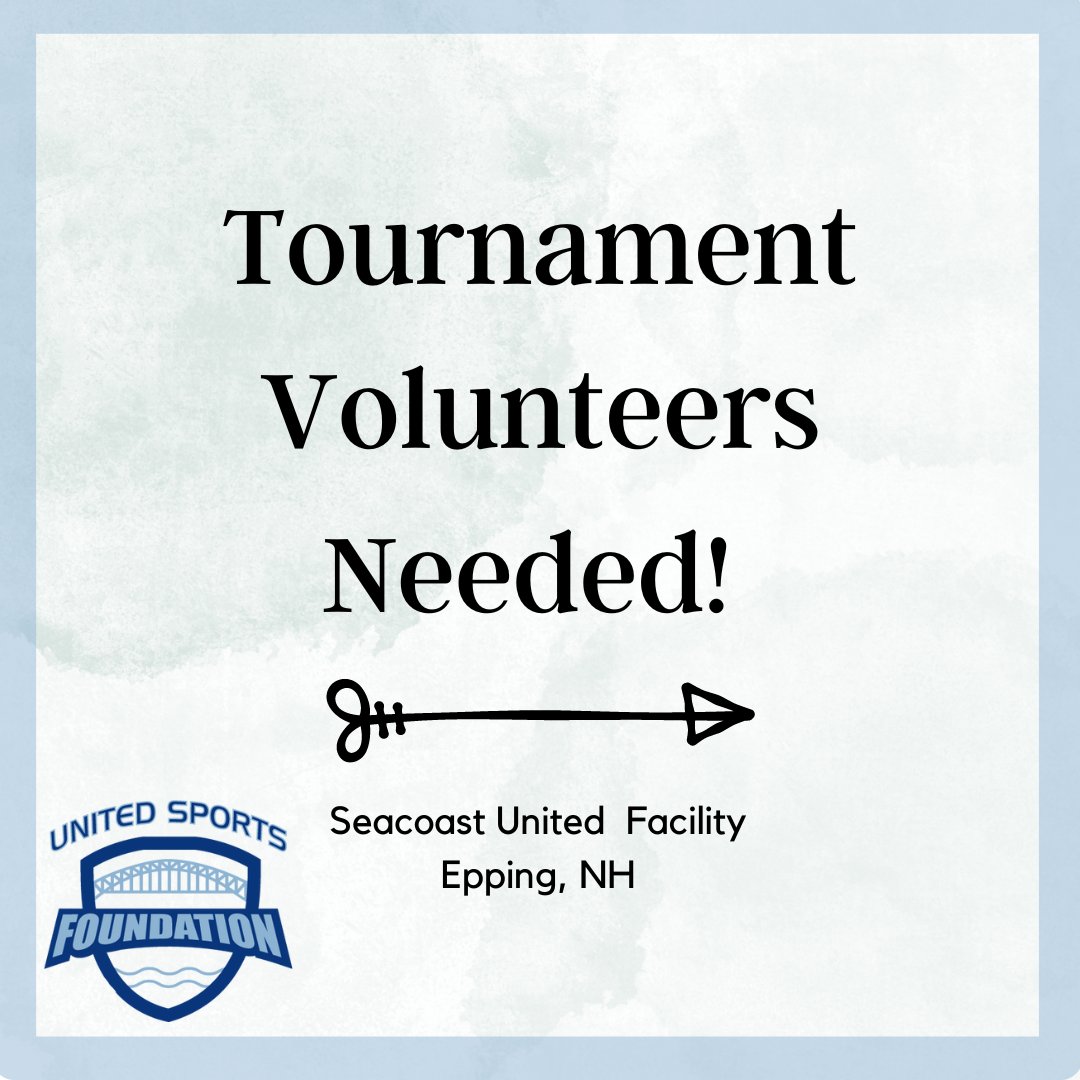SeacoastFndtn's tweet photo. Volunteers are needed for various tournaments held at the Seacoast United complex in Epping, NH in May and June. If interested in helping please reach out to Austin Martin at Austin.martin@threestep.com or Nikita Springer-Adams at nikita@utdsportsfoundation.org. Thank you! https://t.co/t9DZM9BHnz