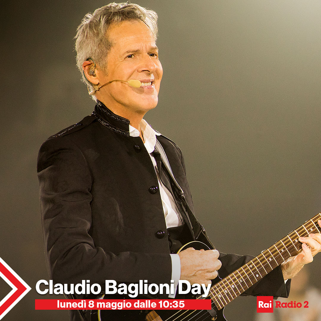 RaiRadio2's tweet photo. Lunedì #8maggio sarà #ClaudioBaglioniDay! 💥
Un'intera giornata in compagnia di @ClaudioBaglioni a #RaiRadio2! 📻

In diretta dalle 10:35 fino a sera, anche in video su @RaiPlay e sul canale 202 del Digitale Terrestre 📺 https://t.co/WUwgPItAmw