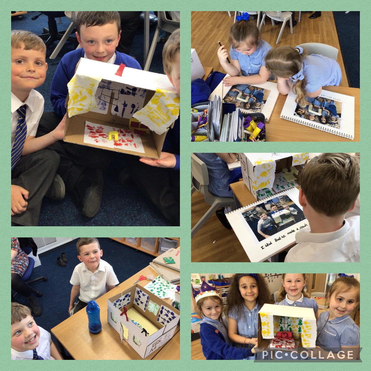 MrsAskewWW's tweet photo. We have been completing our Laura Ashley themed rooms. The children created their own prints for their wallpaper, curtains and furnishings. I am really impressed with the children‘s printing techniques. #WWPAART https://t.co/Rxs023HX2V