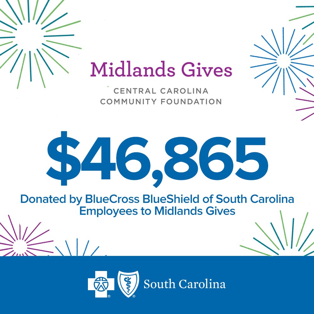 BlueCross BlueShield of South Carolina employees donated $46,865 to #MidlandsGives helping this year’s 18-hour giving challenge raise a record-breaking $4.4 million for local nonprofits.