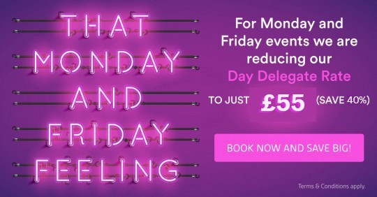 For Monday and Friday events we are reducing our Day Delegate Rate. #events #conferences #offers #eventprofs #eventprofsuk #eventplanners
