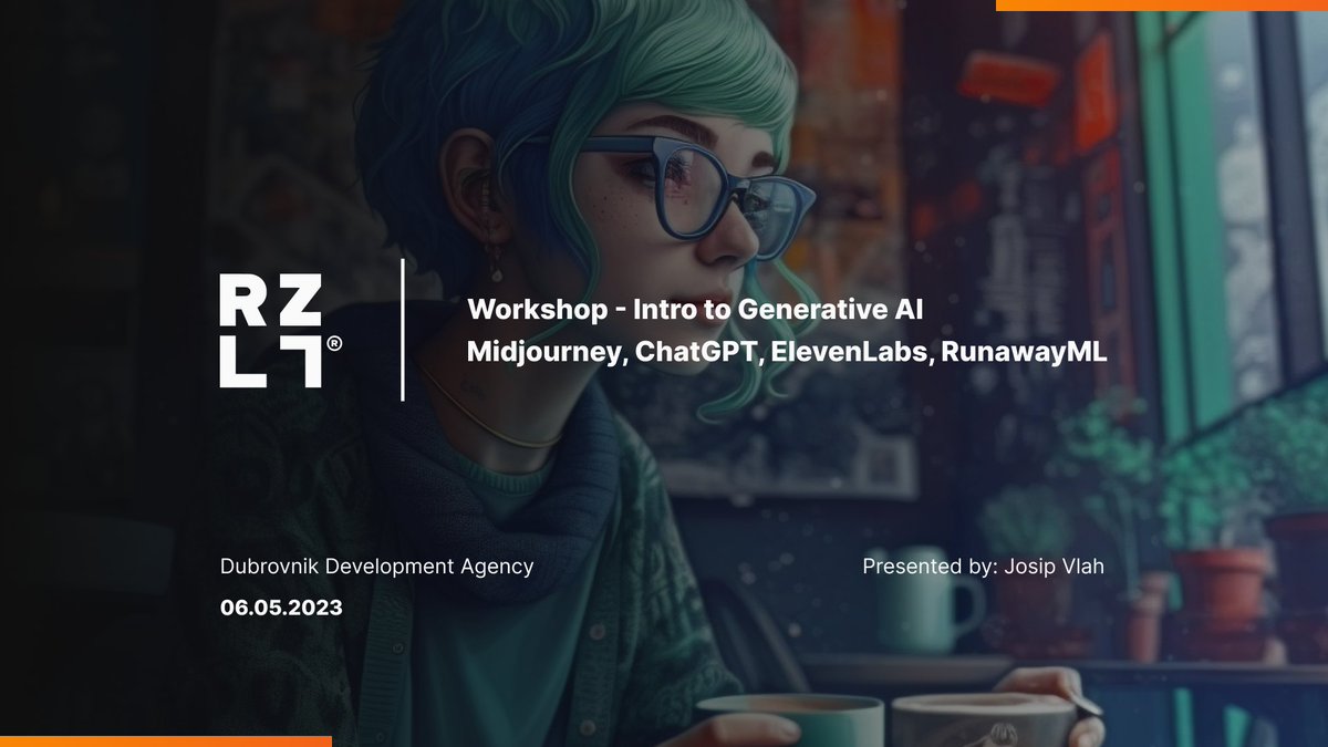 theRZLT's tweet photo. Digital marketers from Croatia and the region, this one is for you.

Tomorrow, our #NFT & #Metaverse lead @josip_vlah1  is holding a workshop to showcase the power of #AI magic with @midjourney, #ChatGPT, and more.

🎙 Intro to Creative-based AI Tools
📍 Dubrovnik, Croatia

Learn more here 👇
https://t.co/8KAE5R8DpU