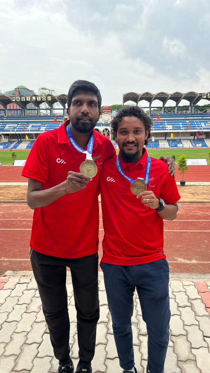 ParalympicMdv's tweet photo. Al hamdhulillah. The first Paralympic Gold Medal 🥇in the history of Maldives

Congratulations Mohamed Mazin and Hussain Shifaz (Guide Runner) for achieving a 🥇 Medal in T11 100m at the 5th Indian Open Para Athletics International Championship 2023

@Paralympics @asianparalympic https://t.co/uMsbqRTCiB
