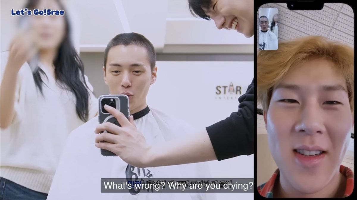 jooheonspace's tweet photo. Kihyun facetiming Jooheon after shaving Minhyuk’s hair to see his reaction and he said Minhyuk looked like Wonbin and that short hair looks good on him 🥺 #주헌 #민혁 https://t.co/2sCufmS2ya