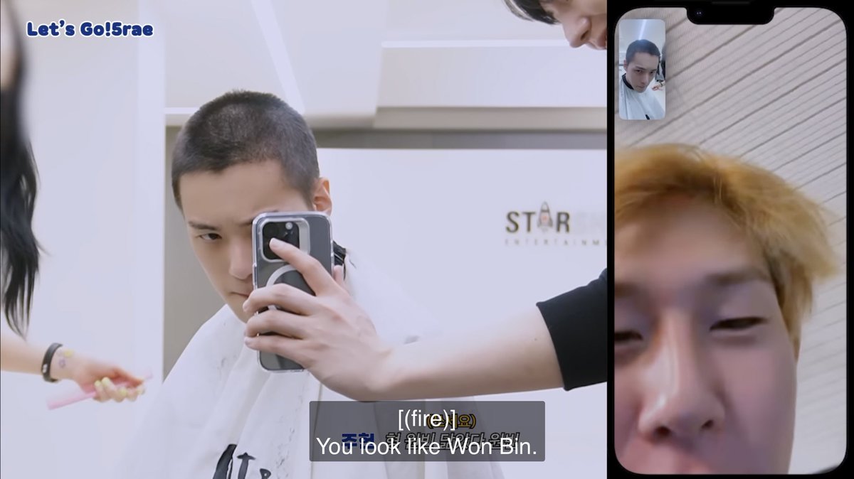 jooheonspace's tweet photo. Kihyun facetiming Jooheon after shaving Minhyuk’s hair to see his reaction and he said Minhyuk looked like Wonbin and that short hair looks good on him 🥺 #주헌 #민혁 https://t.co/2sCufmS2ya