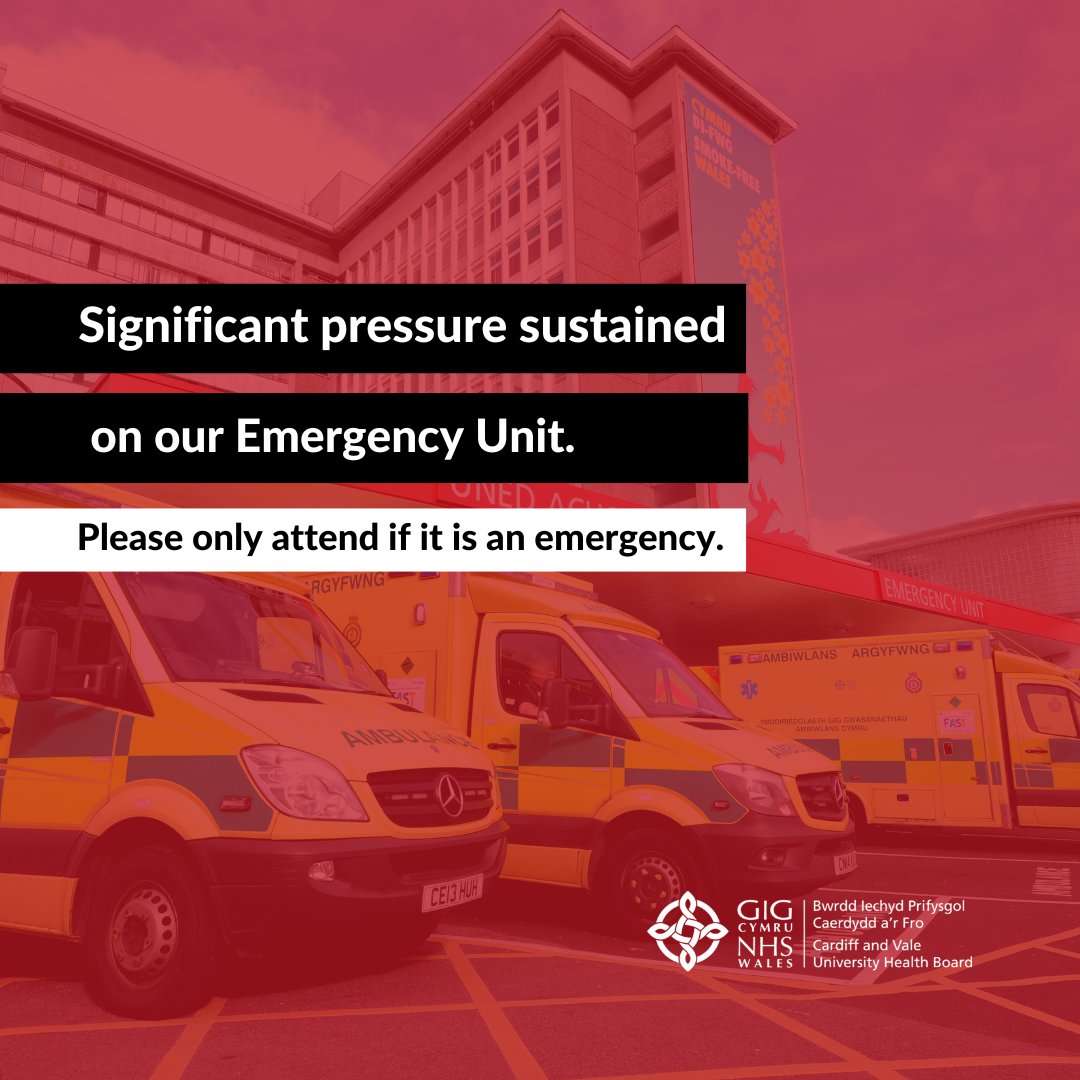 CV_UHB's tweet photo. 🚨UPDATE🚨

As we head into the bank holiday weekend our Emergency Unit is still experiencing unprecedented levels of pressure which is resulting in significant waiting times to be seen by a member of our Emergency Unit team.

(1/6) https://t.co/2sIiPT3oO6