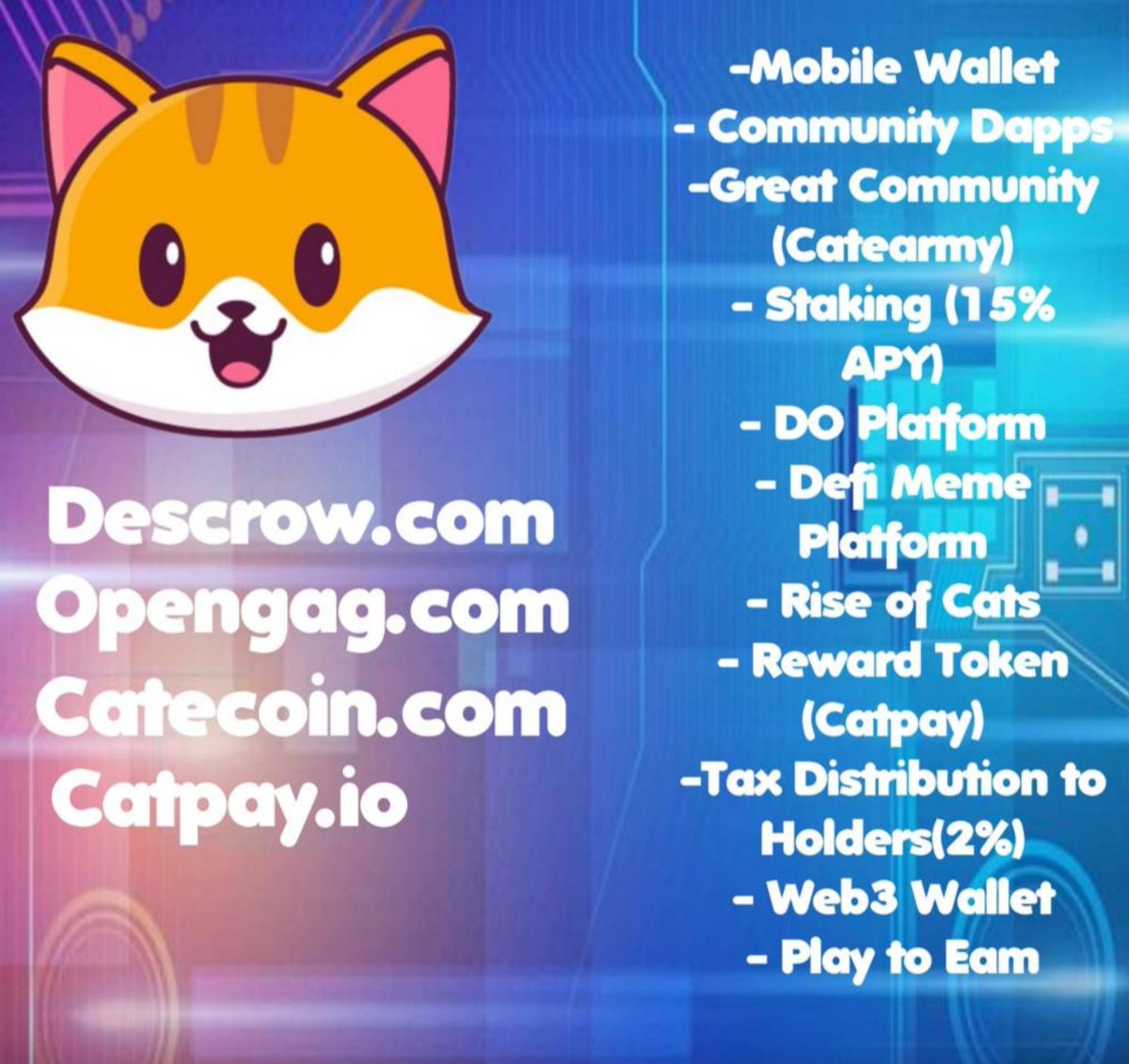 DrCryptooo's tweet photo. A meme coin loaded with awesome utilities. Over 188k holders and an ath of almost 1 billion! 

Potential of a x1000. What are you waiting for? 

Cate (@catecoin) is going to be trending again and Binance will soon follow🐱

#catecoin #PEPE #memecoin #1000xgem https://t.co/U6MRL7An5Q