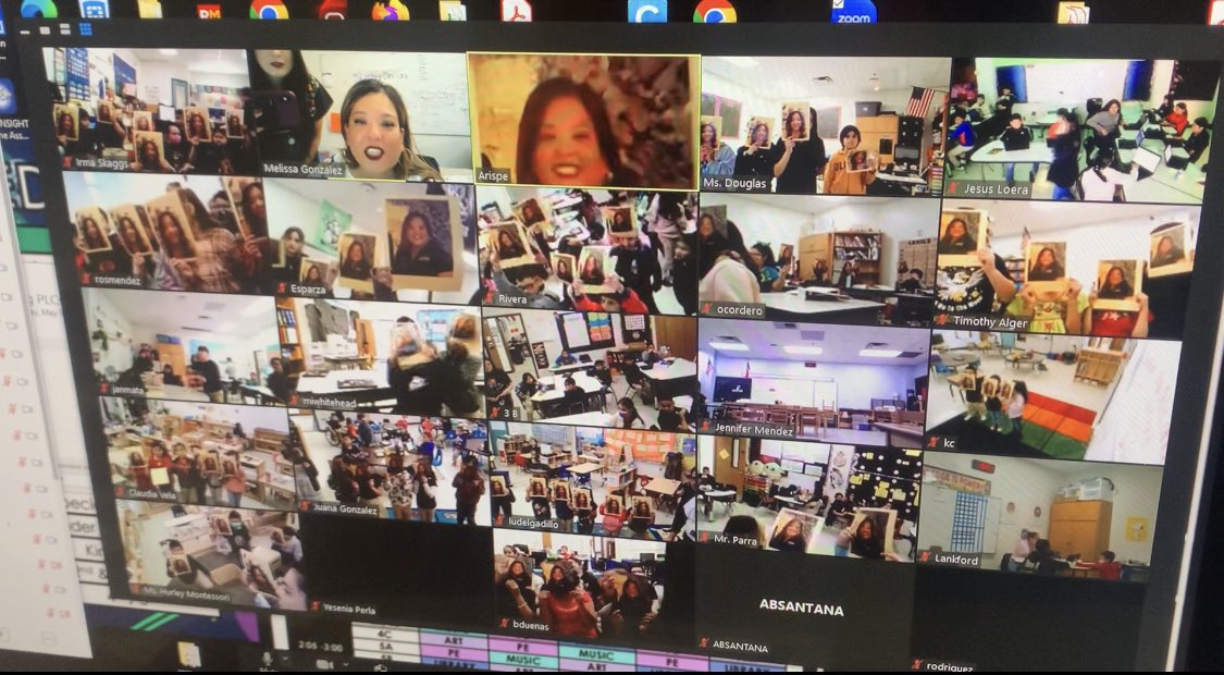 LDZPrincipal's tweet photo. Teachers hijaked the announcements to celebrate Ms. González 😂 @LDZ_Principal had no idea what was happening. They played her favorite song, “Champion” ❤️❤️❤️ Money can’t buy this! Yes, she cried 😂 #LDZLegacy @dallasschools @PathtoPinkston https://t.co/9JxMFzWmDl