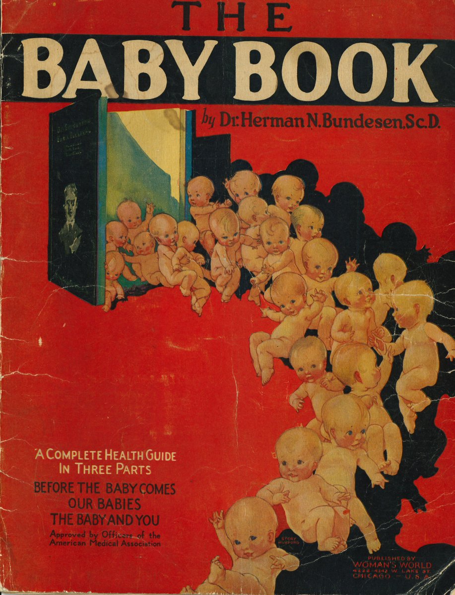 Here’s to #ArchivesBabies for #ArchivesHashtagParty! “The Baby Book”  (1927) by Dr. Bundesen, Chicago Commissioner of Health, promoting mother and child wellness and nutrition, including the benefits of breast milk.
Link to the catalog record: suny-bin.primo.exlibrisgroup.com/permalink/01SU…