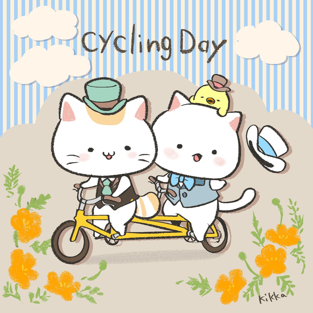 hat no humans ground vehicle bicycle cat flower solid circle eyes  illustration images