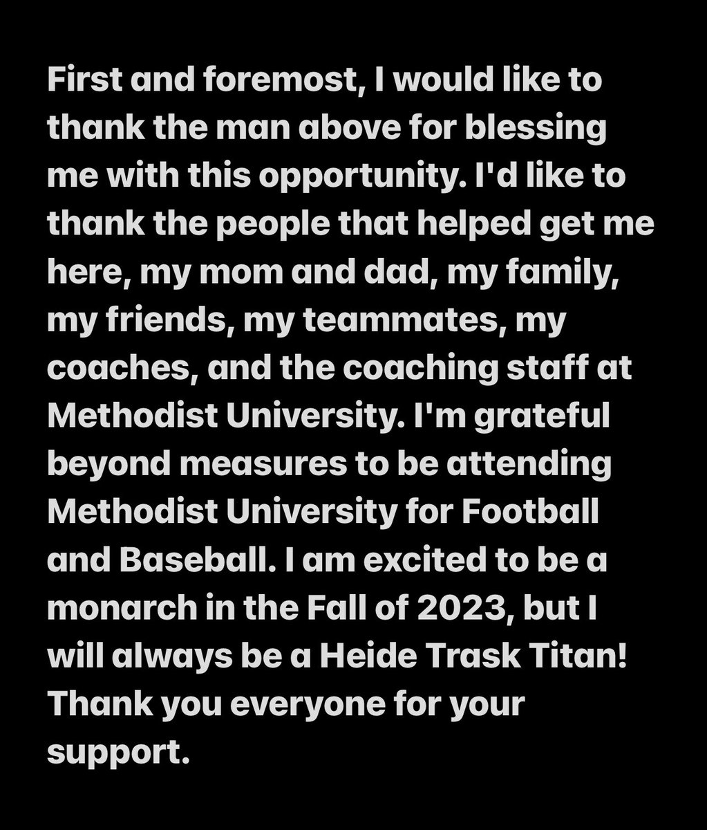 #Committed 🟢🟡! <a href="/Coachkuz_/">Kenny Kuzmuk</a> <a href="/CoachKwill/">Keven Williams</a> <a href="/SpencerMartin27/">Spencer Martin</a> <a href="/CoachAustin18/">Tom Austin</a> <a href="/Methodist_FB/">Methodist University FB</a> <a href="/MethodistU_BSB/">Methodist University Baseball</a>