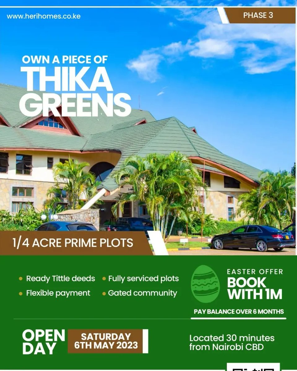 THIKA GREENS PHASE3 OPEN DAY.

GREAT OFFERS

For more information;
☎️: 0758 555152 
📧: snnrealtor1@gmail.com
       sheillahn@herihomesltd.com

#thikagreens #openday #SNNRealtor #welcomehome #investinginyourfuturetoday #realestateinvesting #landownership Aoko Amerix Osiany