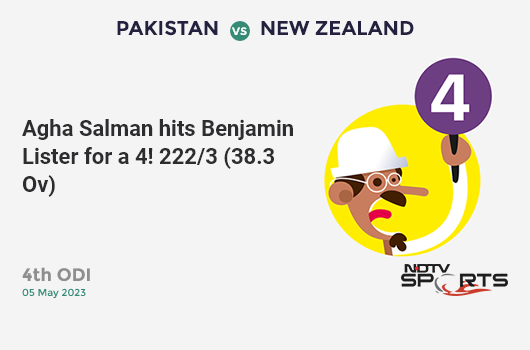 CricketNDTVLive's tweet photo. 4th ODI: Agha Salman hits Benjamin Lister for a 4!  222/3 (38.3 Ov) #PAKvNZ https://t.co/PeT93nEDiN