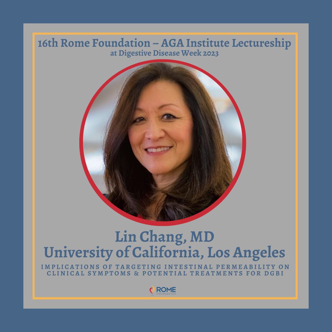 The <a href="/RomeFoundation/">Rome Foundation</a> is proud to announce that board mbr. Dr. <a href="/LinChangMD/">Lin Chang</a> has been selected by the <a href="/AmerGastroAssn/">American Gastroenterological Association (AGA)</a> council as the 2023 distinguished lecturer for the Morton I. Grossman award for outstanding research related to the discipline of #gastroenterology. <a href="/DDWMeeting/">Digestive Disease Week</a> 2pm.