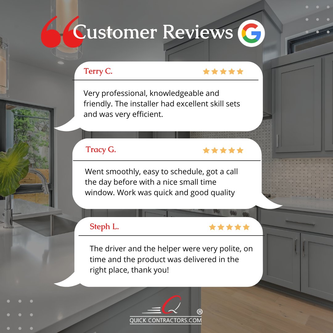 QuickContractor's tweet photo. Thank you very much for choosing QuickContractors. It is always a pleasure reading positive reviews. We are happy to see you were satisfied with our services. Thank you! 

For more information, visit: https://t.co/5QEzvN5r8f

#quickcontractors #clientreviews #homeimprovement https://t.co/grCZuR9Cpc