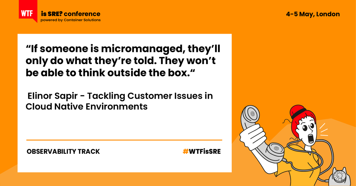 In her wildly-informative talk, <a href="/ElinorSapir/">Elinor Sapir (Swery)</a> explored strategies for engineering managers to empower their teams to manage customer issues in cloud environments more effectively. #WTFisSRE