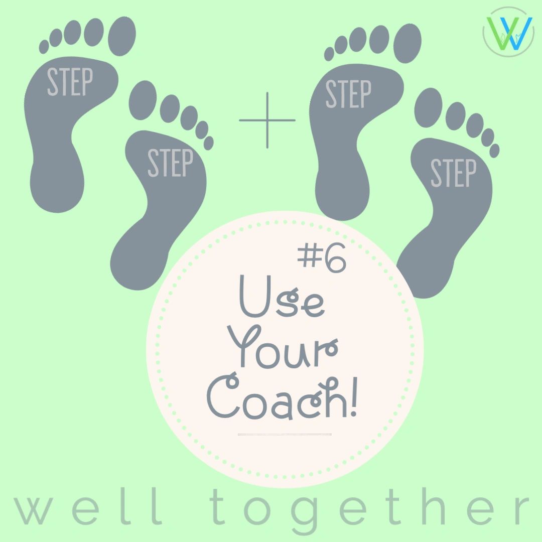 WellTogether1's tweet photo. Step 6: Use your coach!! That's what we're here for! Having an accountability partner helps you set, manage and reach your goals! 🔥🤍👣🏆 #keepstepping #goals #justdoit #accountability #wearewelltogether #welltogether #coach #lifecoach #dailysip https://t.co/zdna94HHPQ