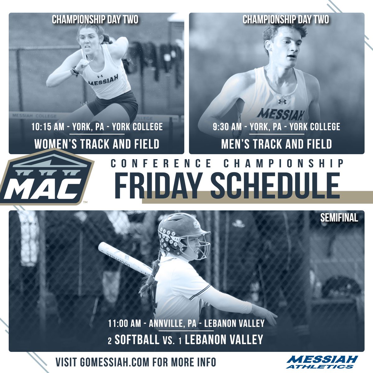 MessiahSports's tweet photo. Another big day of Conference Postseason Play for Messiah! #MessiahMTRACK, #MessiahWTRACK, and #MessiahSB all in action! #GoMessiah https://t.co/cHLmVdZXez