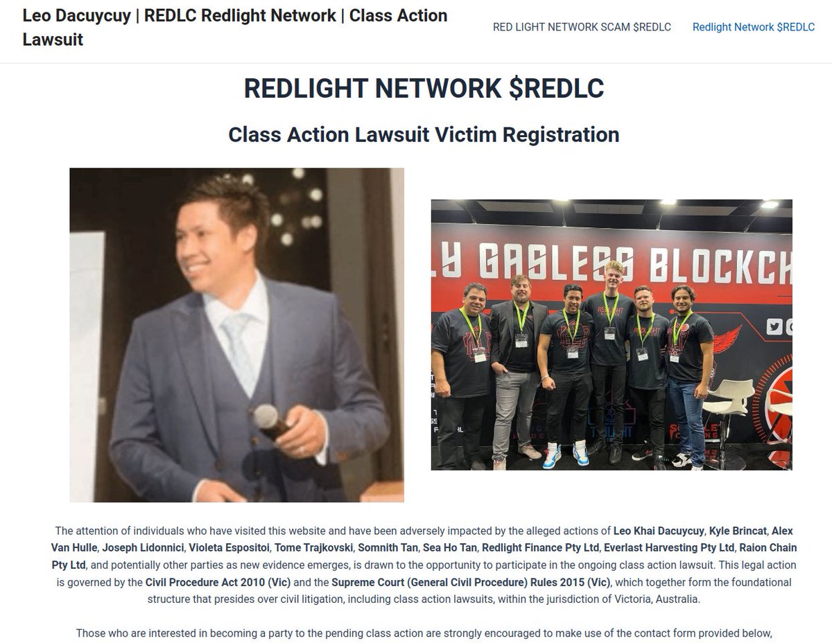 Dr_shwetaPHD's tweet photo. 🚨Class Action Lawsuit against @redlight 🚨
✅If you were scammed, feel free to gather all pieces of evidence and share details at
📌https://t.co/9sL2pW1M6s
#REDLC #blockchain #ScarletChain #SCAR https://t.co/WTZ7ON6fY0