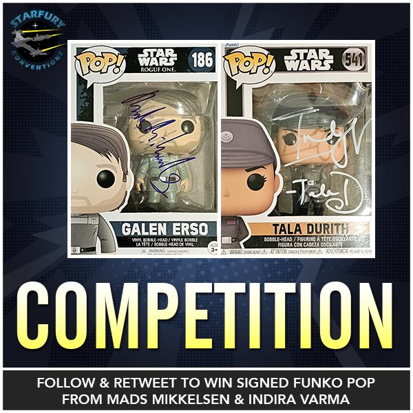 starfuryevents's tweet photo. Great #Competition for all fans of #starwars

We are giving away two @OriginalFunko, one of Galen Erso signed by @theofficialmads, and one of Tala Durith signed by Indira Varma.

For a chance to win them, simply follow this account and retweet this post!

Winner chosen on Sunday https://t.co/QOZeKbok9E