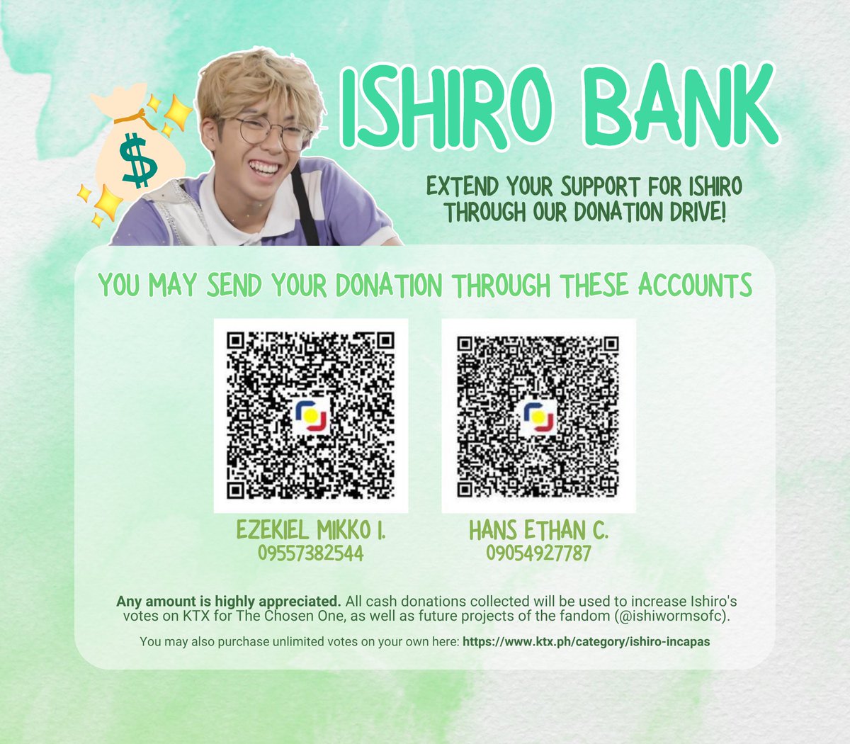 ishiwormsofc's tweet photo. ISHIRO BANK IS NOW BACK!

Any amount is highly appreciated and all cash donations collected will be used to increase ISHIRO’s votes on KTX for TCO and future projects of the fandom 🐛

TO THE FINALE WE GO! 

#TCOKakatacute #TCOPromotion #TCO_Ishiro https://t.co/4STMLTzxEN