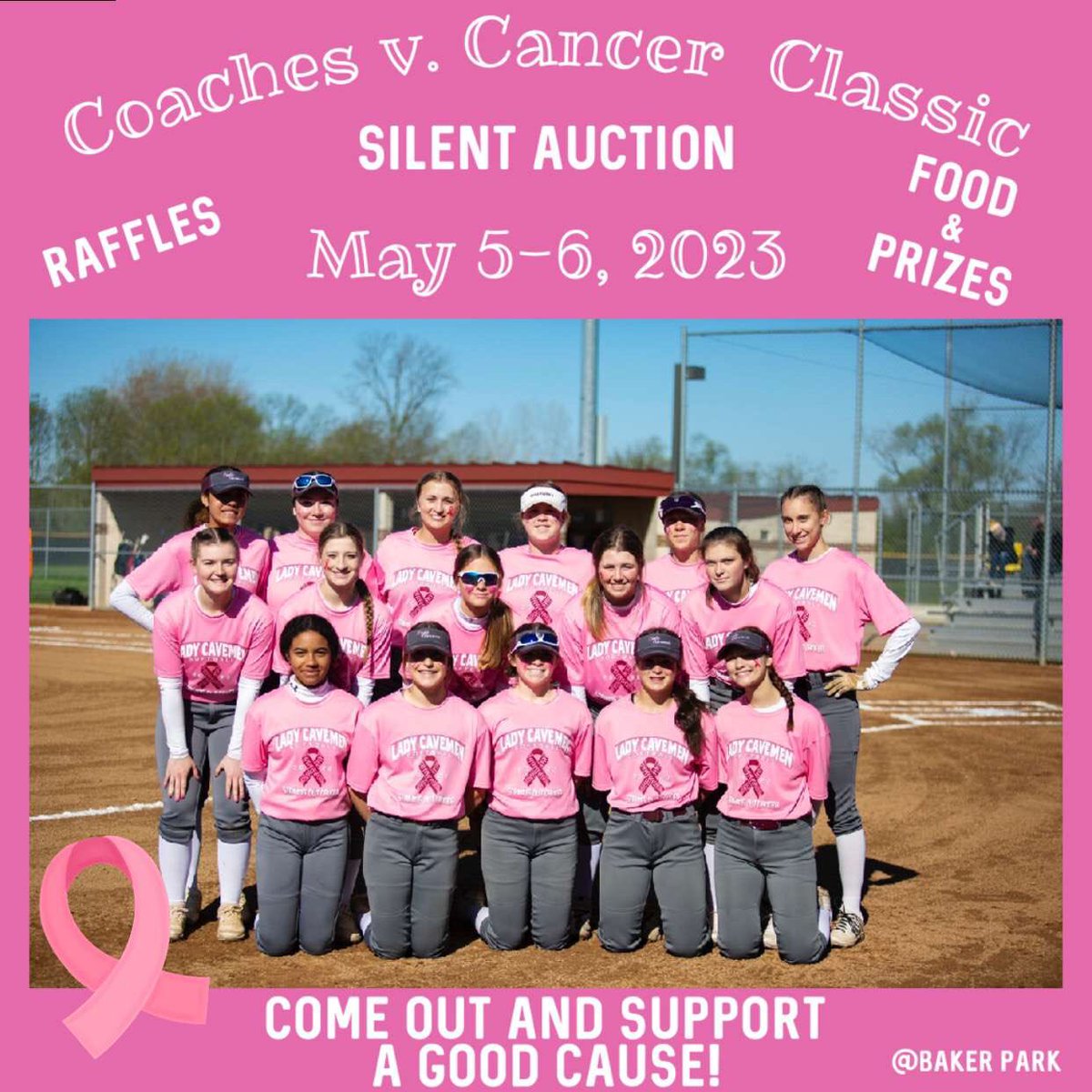 Come out and support a good cause 🌸💕🥎  
Friday May 5th: 
‼️ First Game 5  ‼️
‼️Second game 8‼️