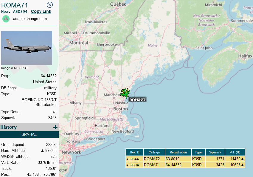 SirListenalot's tweet photo. #KC135's #AE05AA &amp; #AE0394 as #ROMA72-71 plus "KC" #A10's as #TREND21 flight airborne from Pease. https://t.co/xMp4jnNW8d