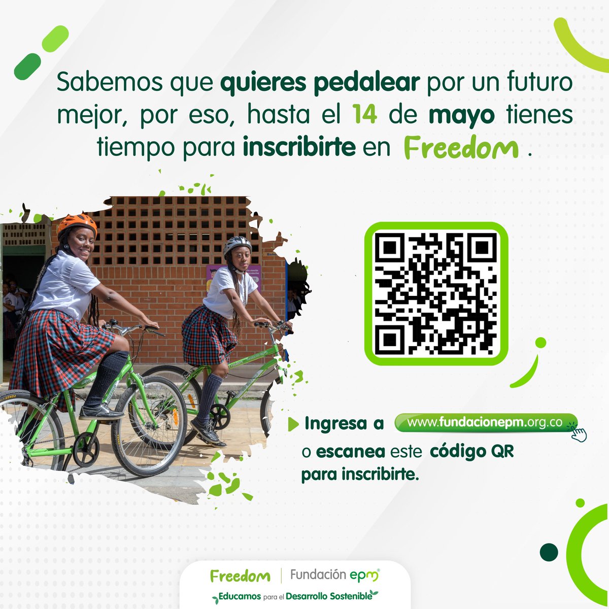 ⏰ 🚲 ¡Que no te coja la tarde para llegar al colegio! Si eres estudiante de 10 u 11 de una institución educativa pública de #Medellín, aún estás a tiempo de participar por una de las 2150 #bicis que cambiarán la forma en que te movilizas ¡Vamos a pedalear por un futuro mejor! 🚴