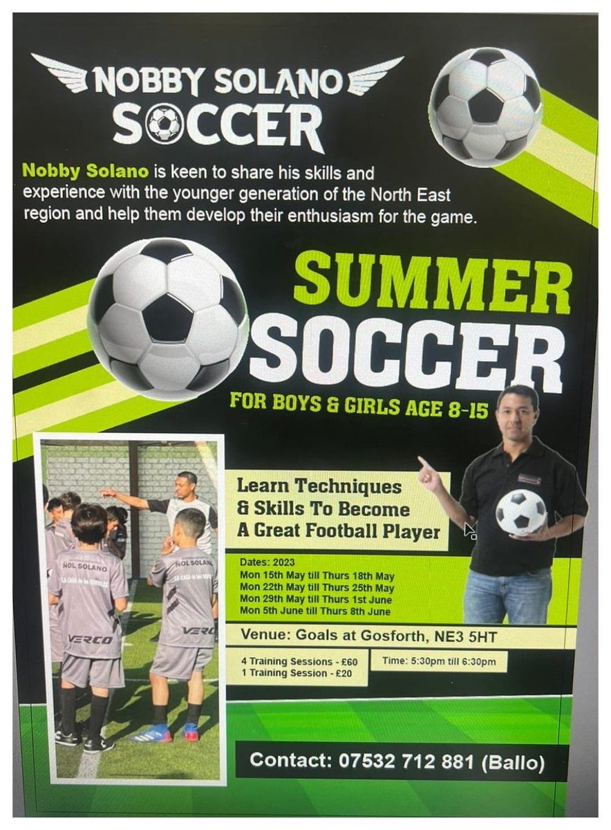 I have now launched my own soccer school. See details on flyer #nufc fans