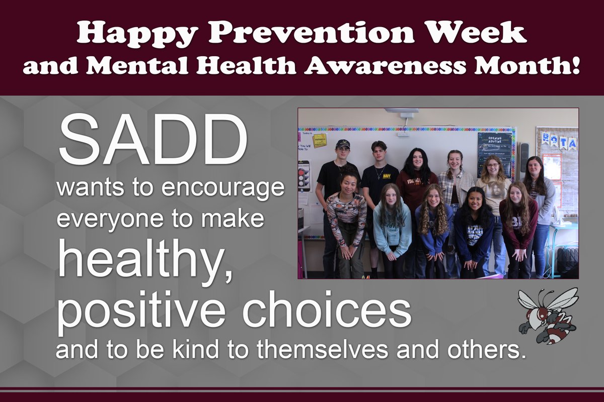 BBCSDBuzz's tweet photo. A message from the Students Against Destructive Decisions:

#nationalpreventionweek #mentalhealthmonth #BBPride #BEEtheLIGHT https://t.co/FI6Tiehj9b