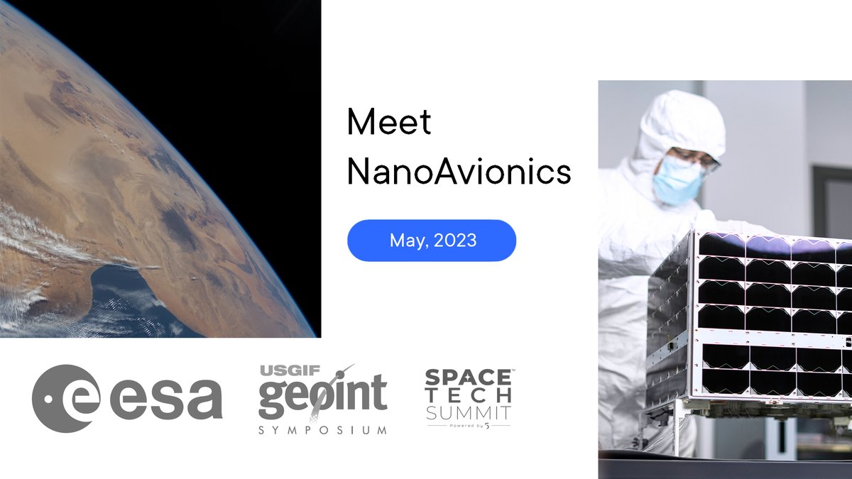 NanoAvionics's tweet photo. Maximizing RoI of #smallsat programs is only possible through best-in-class technology and a dedicated team of experts. 🛰️
Meet our team at industry events this month:
ESA's #ScyLight Conference 05.15-17
#GEOINT Symposium 05.21-24
#SpaceTechSummit 05-22
Book a meeting below. https://t.co/UDBWpKgshI