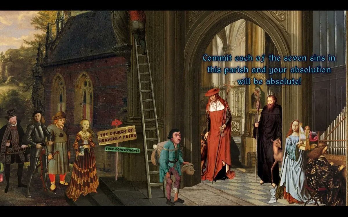 Jaconian's tweet photo. We have a short Game EXP article up (b/c we can't explain jokes) for the hilarious Renissainse art based point-and-click game, Four Last Things from @JoeMcRichardson:

https://t.co/RyEofJ9SfW

#FourLastThings #PointAndClick #JoeRichardson #PublicDomain #Sinning #StageSelectStart https://t.co/rcWcmq90Vv