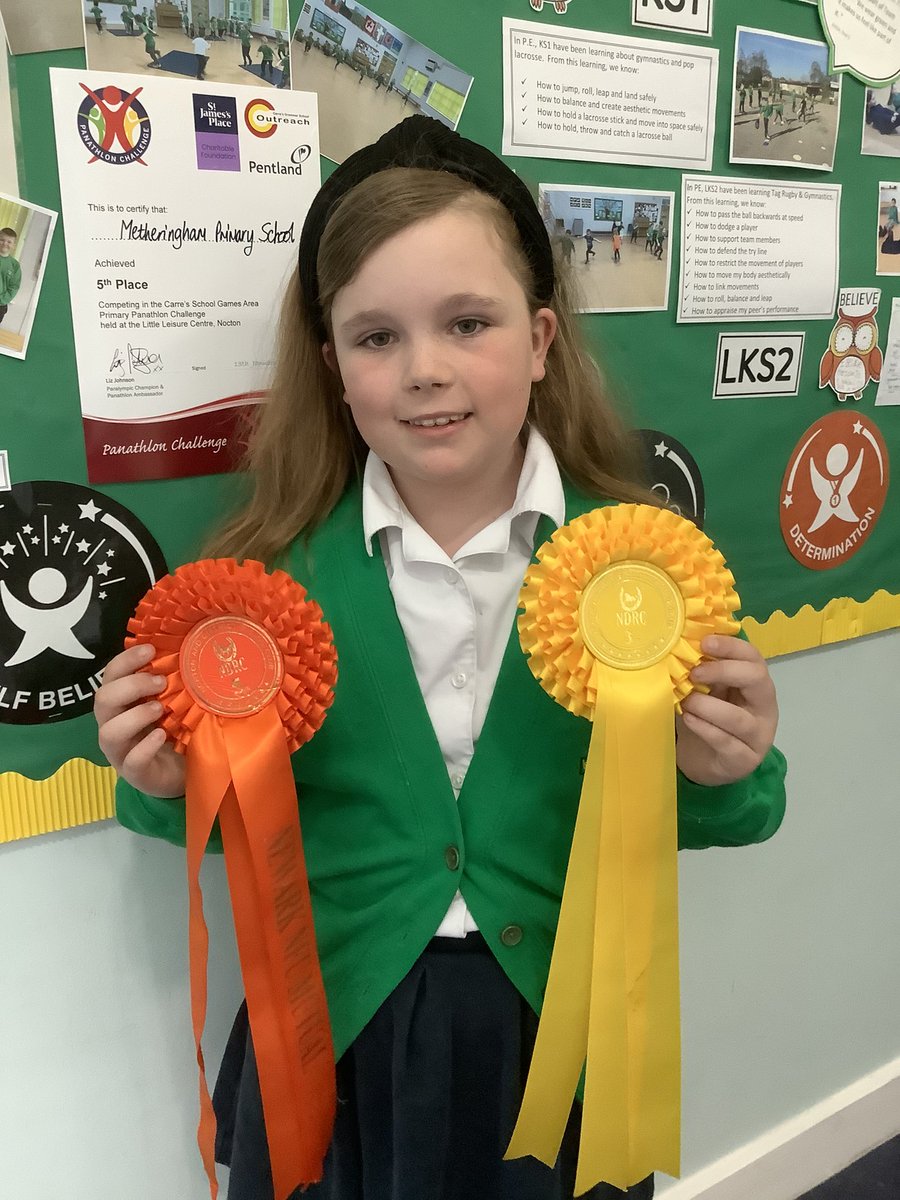 Just look at these rosettes!!!! This Year 4 has been jumping the highest fences she has ever done @BritShowjumping #achieve 🐎👏🏼👏🏼👏🏼👏🏼👏🏼