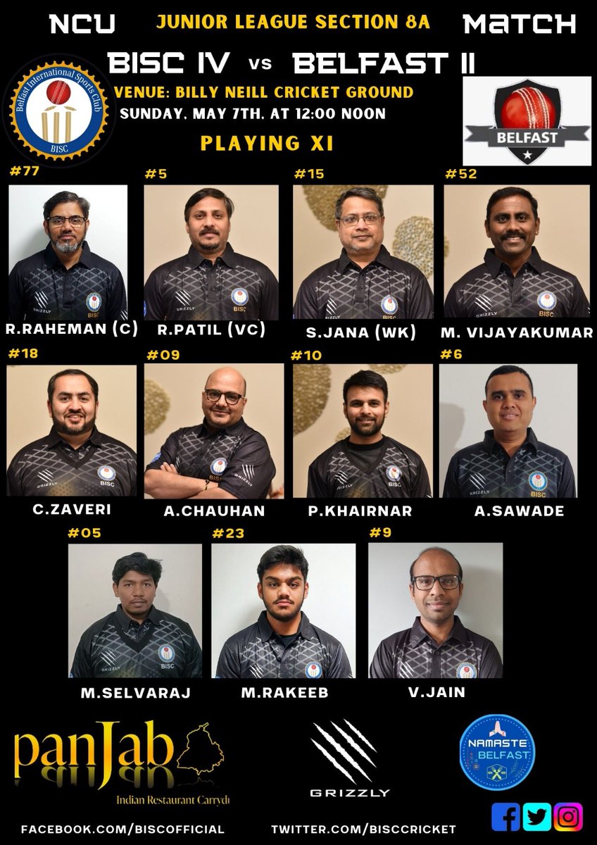 BISCCricket's tweet photo. BISC IV facing Belfast II on Sunday May 7th at Billy Neill Cricket Ground
Best of luck to the team.
#ncu #northerncricketunion #ncu8a #bisc #ncuj8a https://t.co/gw6bhlCwfq
