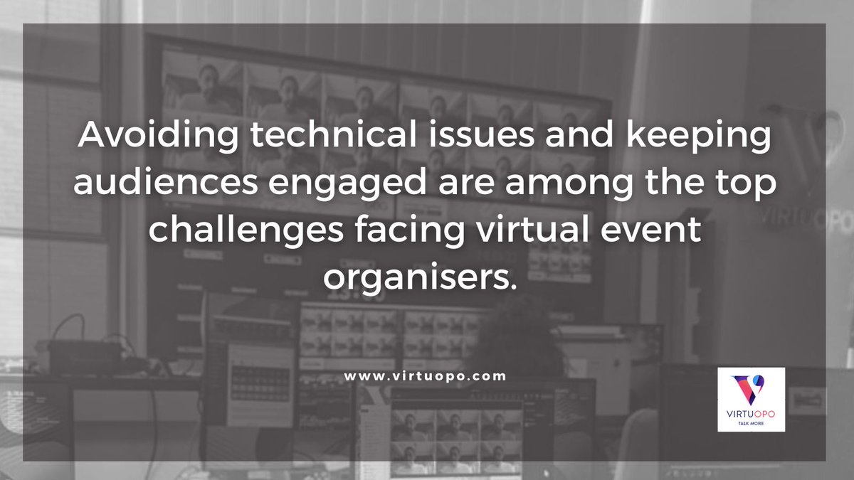 virtuopo's tweet image. The biggest challenges for #virtualevent organisers include avoiding technical issues and keeping audiences engaged. 

Our team of experts can make sure your events run smoothly by providing all the technical support you need. We also create engaging #eventcontent.