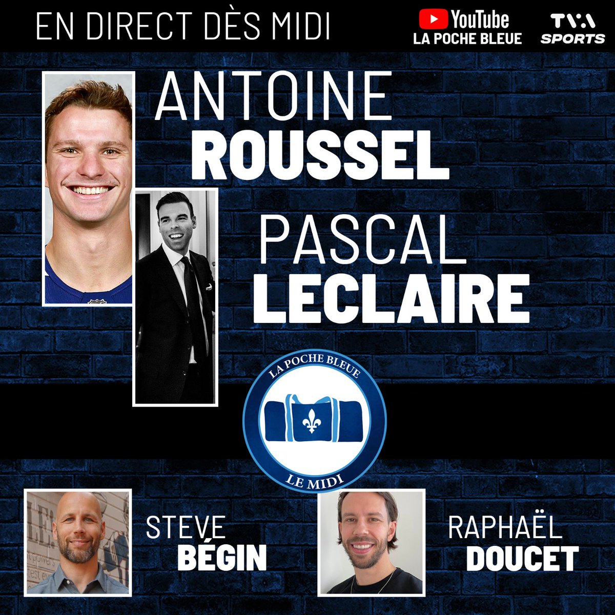 👋 Bon vendredi!

Soyez des nôtres pour le lunch🍕pour ne rien manquer de l'actualité sportive et notre couverture des séries de la LNH🚨en compagnie de <a href="/stephgonzz/">Stephane Gonzalez</a>, Antoine Roussel, Pascal Leclaire, Steve Bégin et <a href="/raphdoucet/">Raphaël Doucet</a>!✅

À tantôt!😎

👉 <a href="/TVASports/">TVA Sports</a> #Serieslnh2023