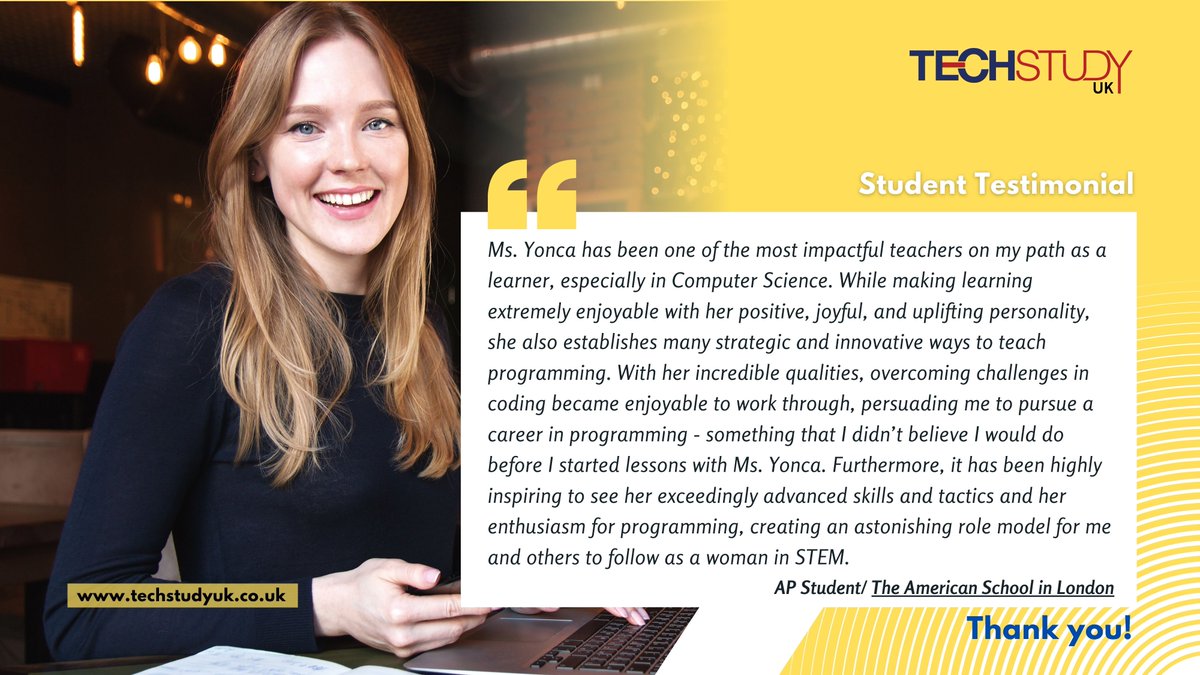 techstudyuk's tweet image. Review by a high school student Naz from The American School in London! 
techstudyuk.co.uk

#apcs #ap #computerscience #studentstestimonial #students #london #techstudyuk