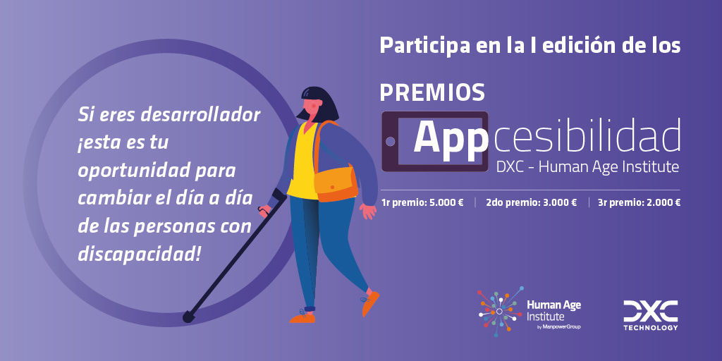 FundacionMPG's tweet photo. ¡Atención, techies! ¿Quieres poner tu Talento en acción y ayudar a las personas con discapacidad? Esta es tu oportunidad. Participa en los #PremiosAppcesibilidad que lanzamos con @DXCTechnology y desarrolla una App que deje huella social. Más información: https://t.co/5PL7seSREm https://t.co/wt1H01Vv9b