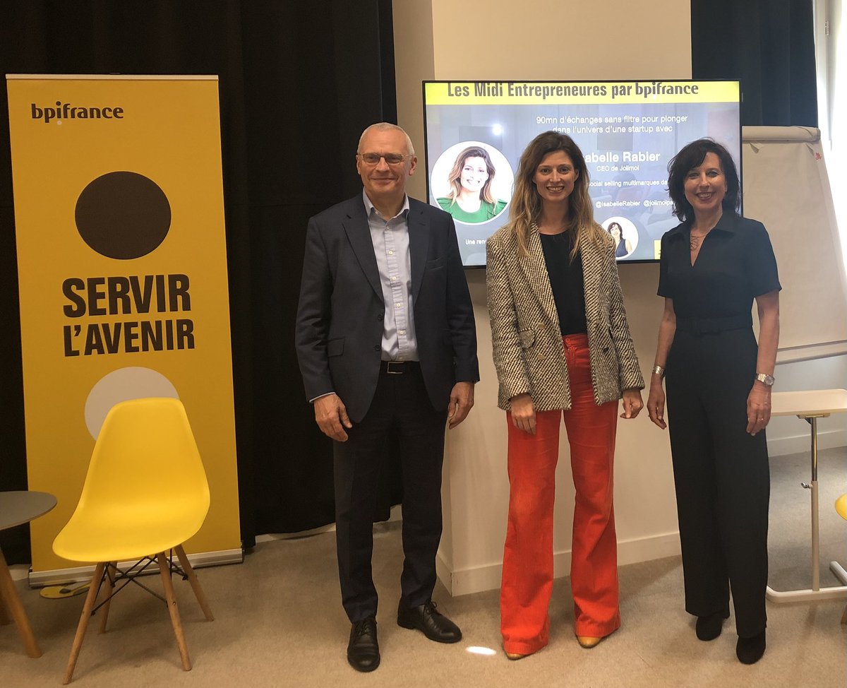 Jolimoiparis's tweet photo. Midi Entrepreneurs, c'est le rendez-vous incontournable de @Bpifrance animé par @FredCintrat avec le concours @AXielles.

Pour l'occasion, @IsabelleRabier, fondatrice et CEO de @Jolimoiparis, a partagé son retour d'expérience sur son aventure entrepreneuriale. #MEBpifrance https://t.co/H0Q3x8Ym9x