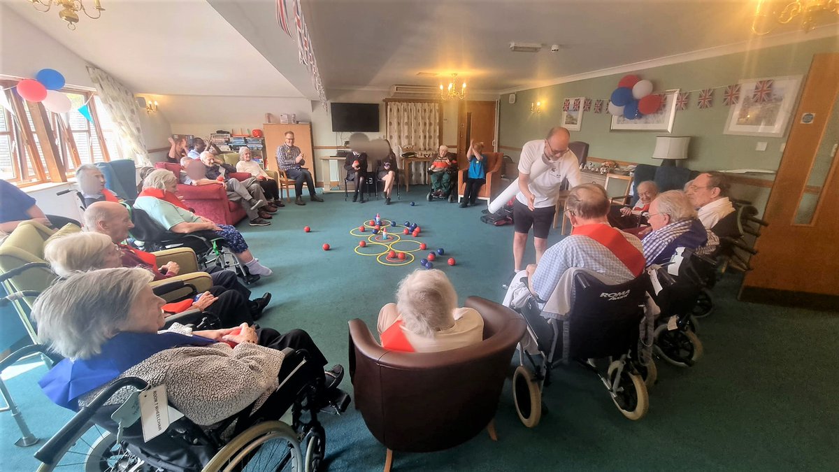 St_Monica_Trust's tweet photo. Residents at John Wills House had an excellent time at The John Wills House Armchair Bowls Crown Cup! It was a fun and lively session with lots of laughter throughout. The Red Team were victorious and returned home with a trophy to remember the day. 🏆

Thank you to all involved! https://t.co/9hRNMuavNA