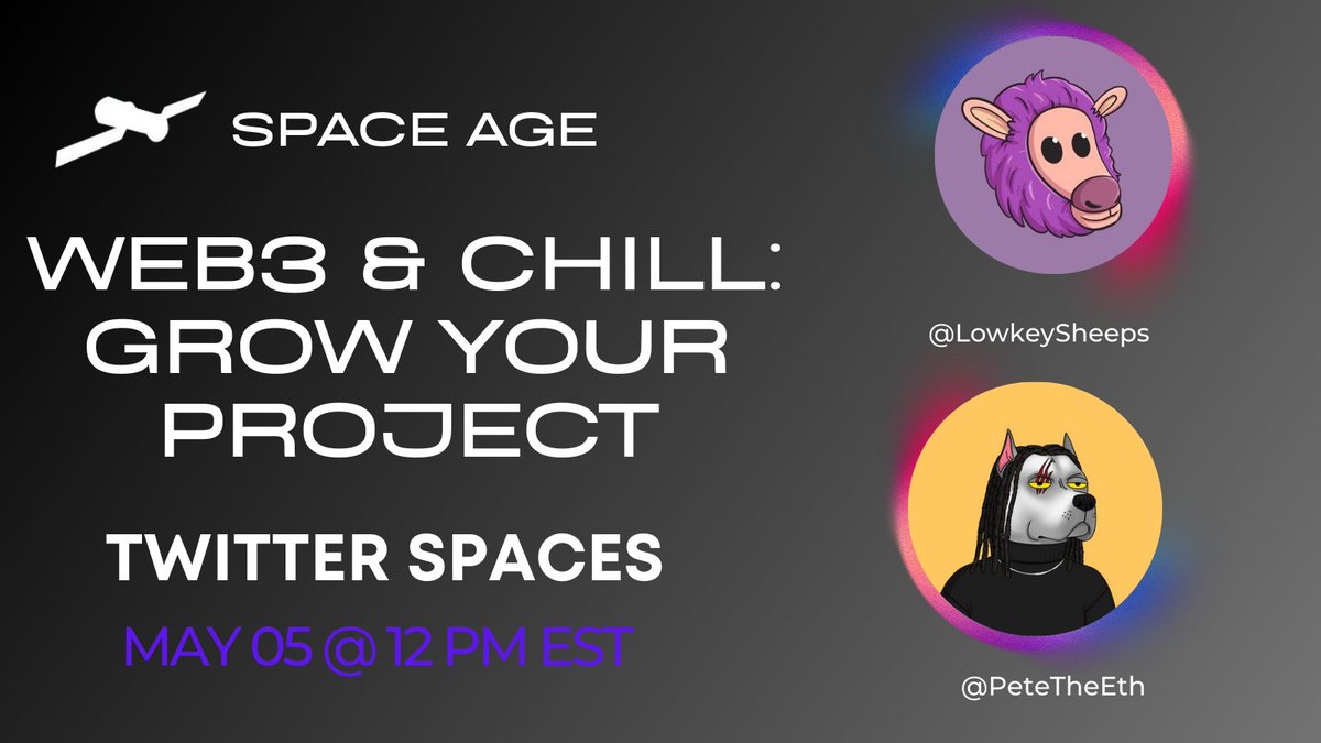 Spaces Update! 🚨🎙️

We have two new guests today for our spaces today at 12pm EST! @LowkeySheeps &amp; <a href="/PeteTheEth/">Pete</a>  will be joining us today.  

Stop by and hear us talk Web3 &amp; Growth👇
x.com/i/spaces/1kvJp…