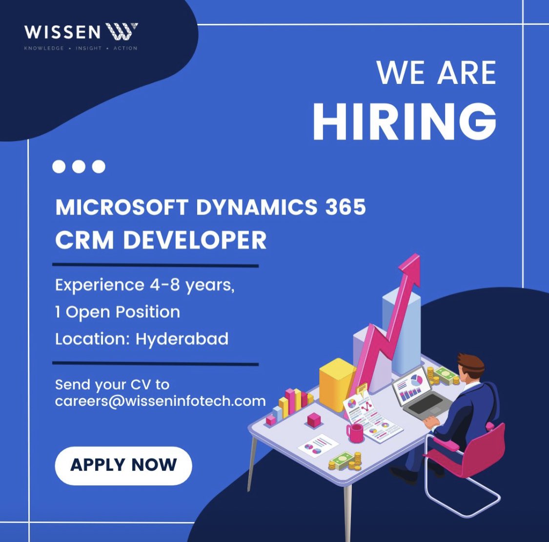 Attention all Microsoft Dynamics 365 CRM Developers! 
Email your resume to careers@wisseninfotech.com

#MicrosoftDynamics365 #CRMDeveloper #HyderabadJobs #CareerOpportunities #hiring #jobalert #hiringalert