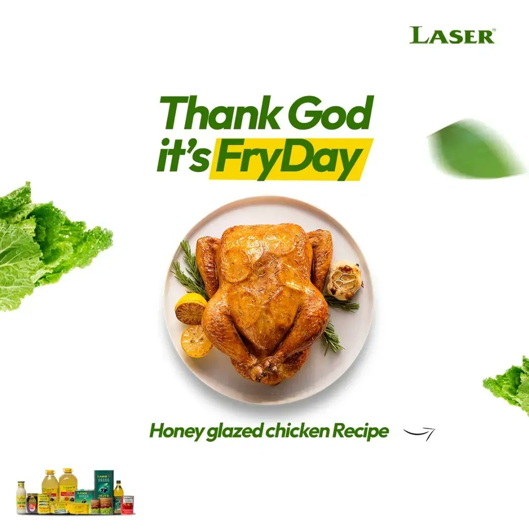 LaserOilNg's tweet photo. Give your fried chicken an upgrade with this honey glazed chicken recipe.
Happy Weekend!
#TGIF #Recipe #Foodie #HealthyLifestyle #HealthyOil #CookingOil #ZeroCholesterol #LaserOilNigeria #DesignedForHealthAndTaste https://t.co/MaOjjQk4m6