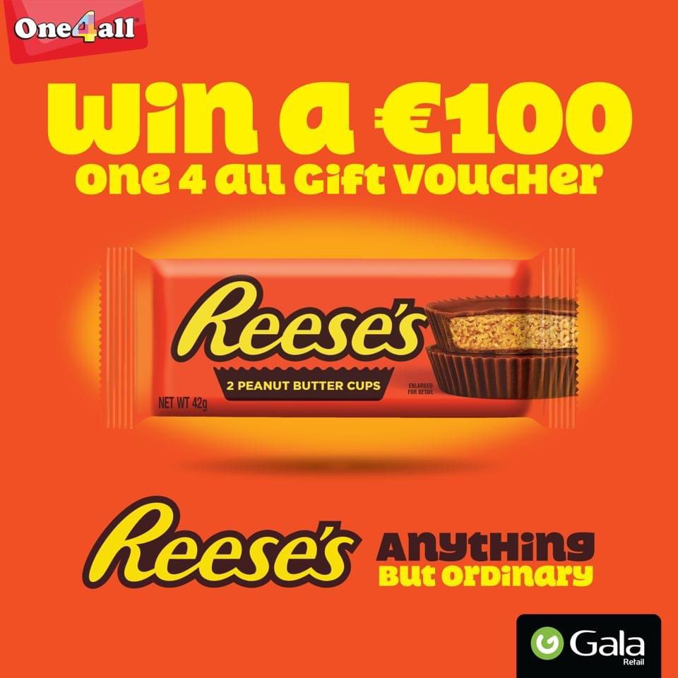 Gala_Retail's tweet photo. Reese’s is Anything But Ordinary, and Reese’s have a €100 One4All voucher to giveaway to 1 lucky winner.

To be in with a chance of winning all you have to do is.
1. Tag your “Anything But Ordinary” friend.
2. RT this competition.
3. Like this post.

T&amp;Cs Apply – closes 04/06/23 https://t.co/Pd9MYanQTt