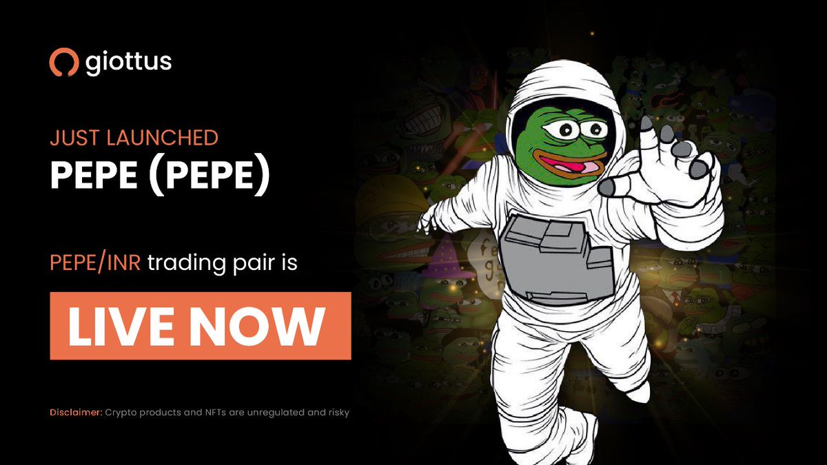 giottus's tweet photo. 🚨 Giveaway alert 🚨

To enter, 
1. Like 
2. Retweet &amp; Tag 2 person
3. Trade atleast " INR 100 worth of $PEPE " on @giottus platform

💰 ₹ 4,000 prize pool 💰
⏲️ Contest ends in 
5 PM MAY 8th 
🚹 20 winners each ₹200

$PEPE #Giottuspepe #Giottus
#PEPE #PEPEARMY #pepeindia https://t.co/oFbPQq58OU