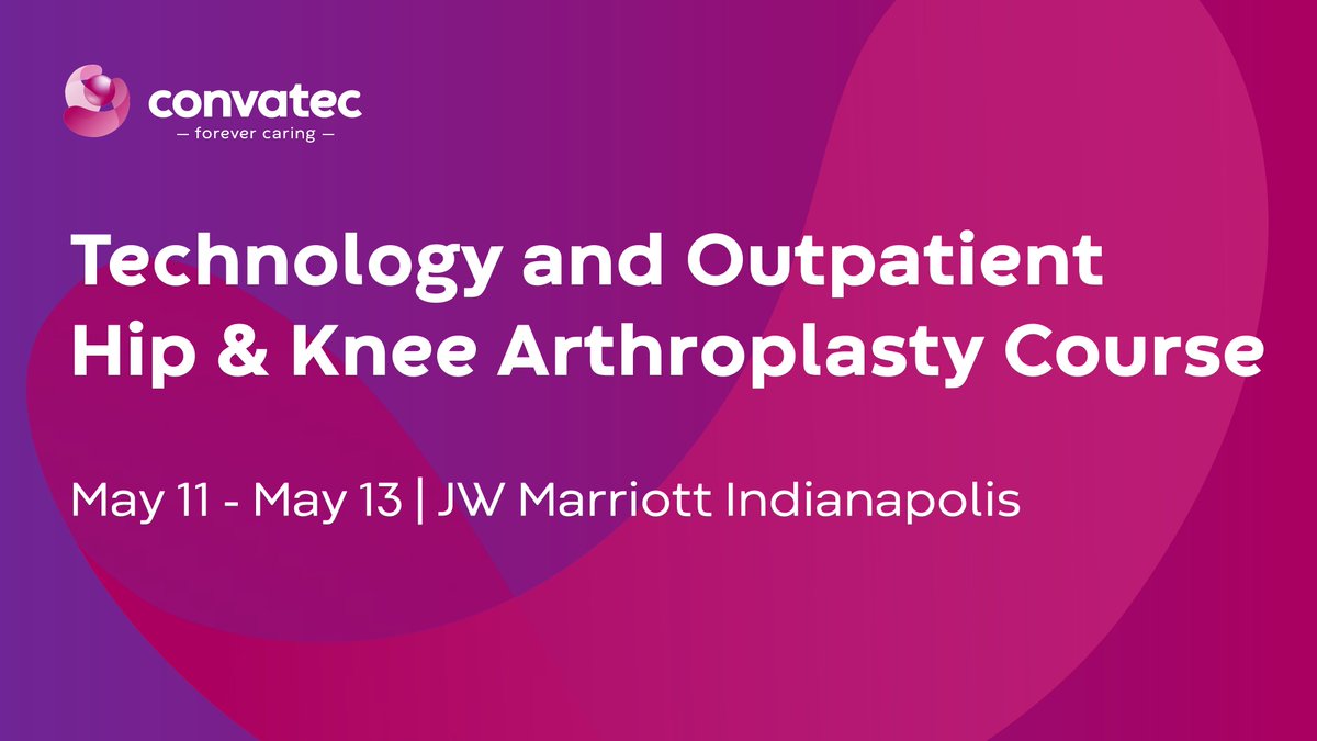 ConvatecWoundUS's tweet photo. We are pleased to support the International Orthopedic Education Network's Technology and Outpatient Hip &amp; Knee Arthroplasty Course taking place May 11-13, 2023 at the JW Marriott Indianapolis. 

Register today: https://t.co/q335TbueRD

#conference #surgical #woundcare https://t.co/xaSkKMYDgo