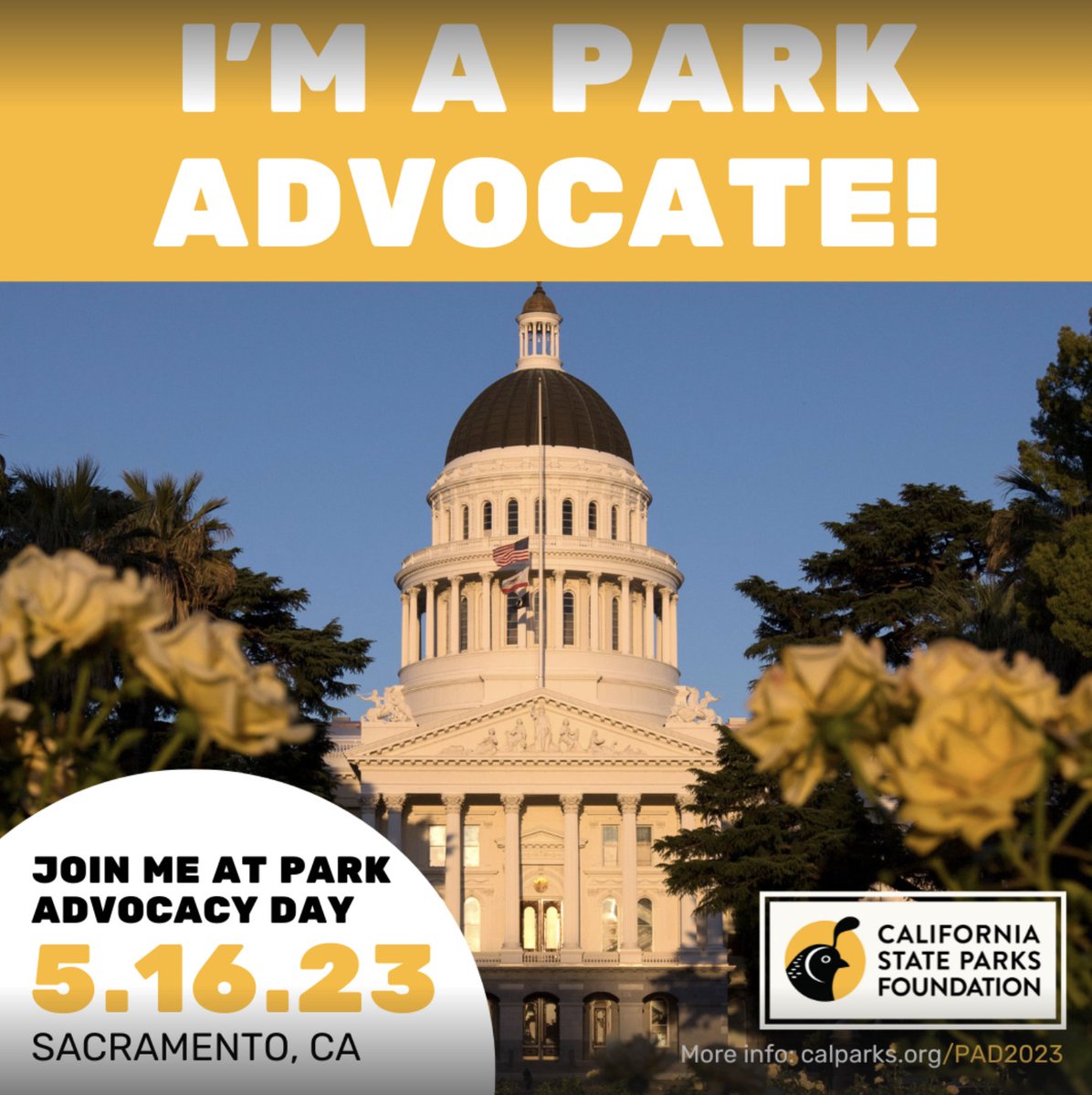 Who will be at Park Advocacy Day with <a href="/CAStateParks/">CA State Parks</a> in Sacramento next month? Show policymakers that California’s state parks are important places that need to be protected and preserved. calparks.org/PAD2023