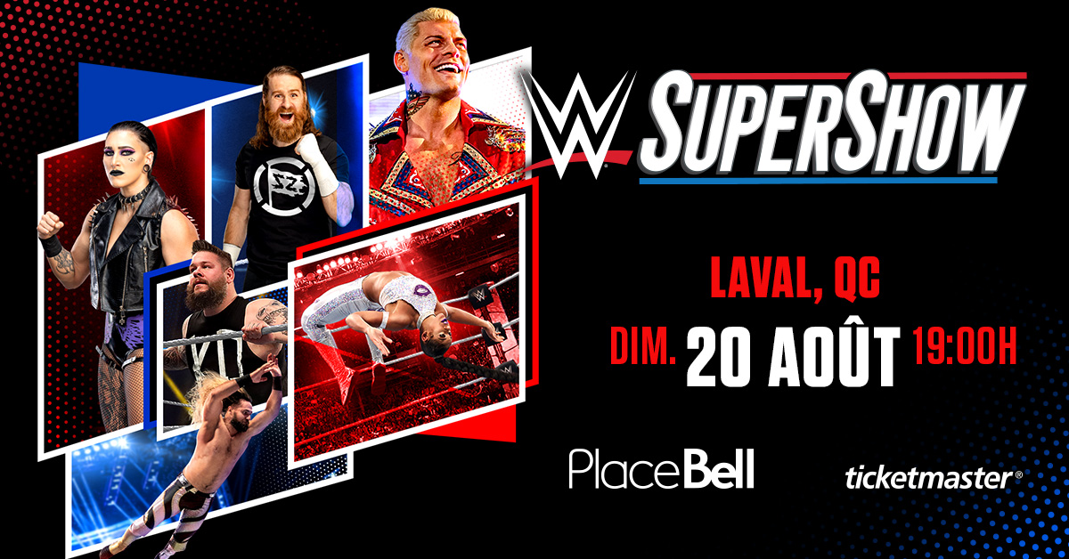 evenko's tweet image. La WWE présente le Supershow à la Place Bell le 20 août prochain! ⚡

Billets en vente le 12 mai à 10h 🎟

-

WWE presents the Supershow at Place Bell on August 20th! ⚡

Tickets on sale May 12 at 10 a.m. 🎟