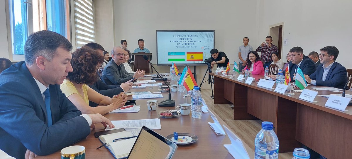 EDEspRusia's tweet photo. La visita a Uzbekist��n tuvo también por objeto, acompañando a @sepie y con el apoyo de @embesprusia, el encuentro con distintas universidades locales para establecer lazos de cooperación @Study_in_Spain, entre otros en el ámbito de la actualmente pujante enseñanza del 🇪🇸 https://t.co/jvI2sUXgRg